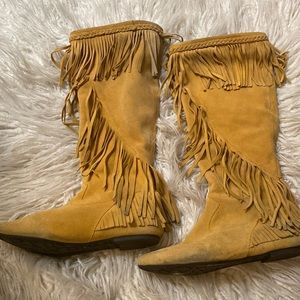 SAM EDELMAN KNEE HIGH FRINGE BOOTS